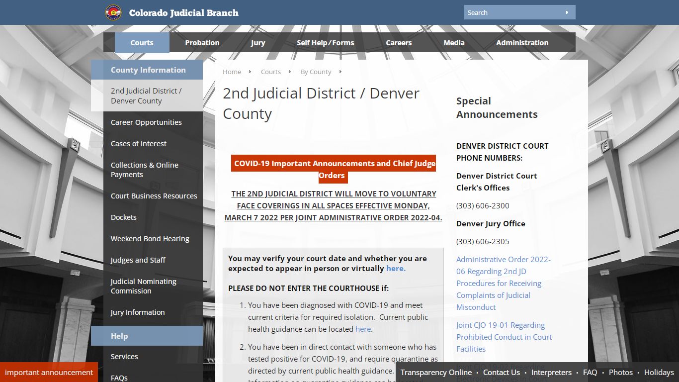 Colorado Judicial Branch - Denver County - Homepage